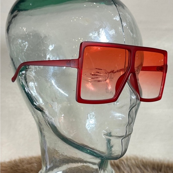 Accessories - Bold Red Oversized Square Sunglasses